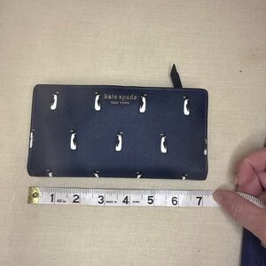 Kate Spade Dark Blue Wallet with Penguin Pattern - Like New